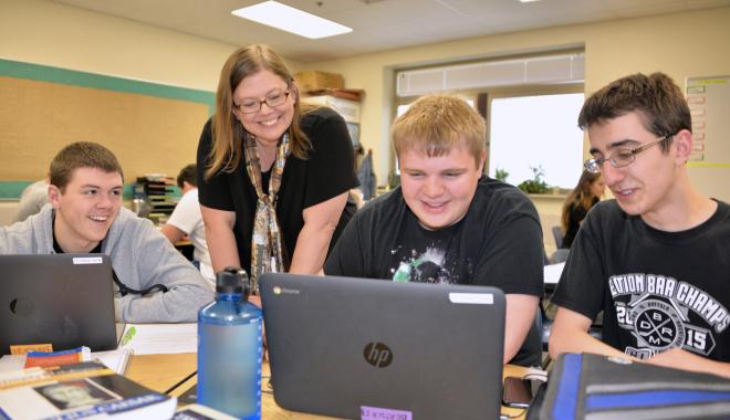 teacher with students