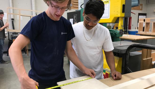 boys in a wood shop class