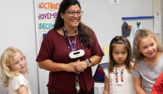 teacher with students