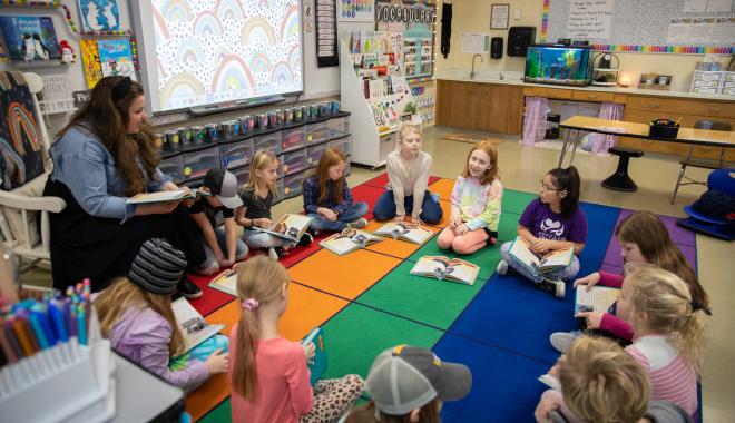 2nd grade students and teacher