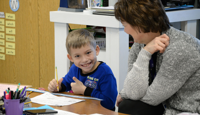 Student with teacher