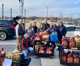 Donors pose with donations